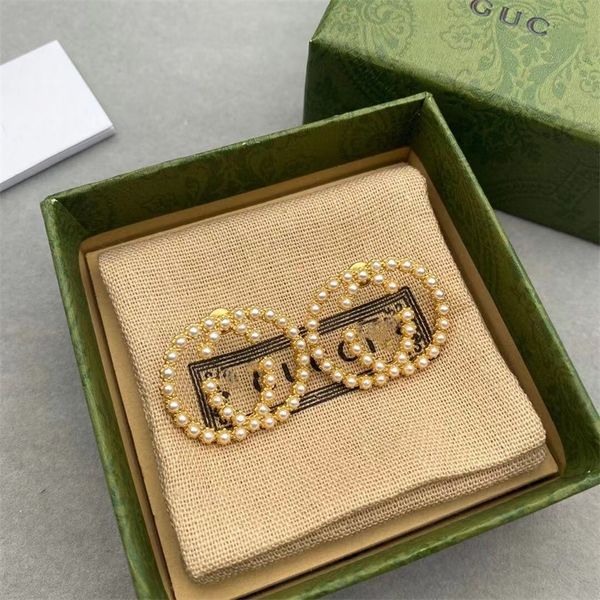 

65% jewelry online store sale new classic letter inlaid pearl net red same s925 earrings, Golden