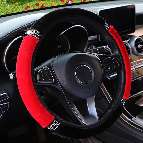 

universal 37-38cm diameter soft plush rhinestone car steering wheel cover interior accessories steering-cover car-styling