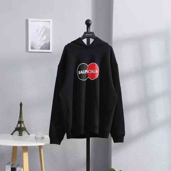 

2022 designer bal hoodies and coats / mastercard double circle terry sweater men's women's hoodie couple's jacket fashion, Black