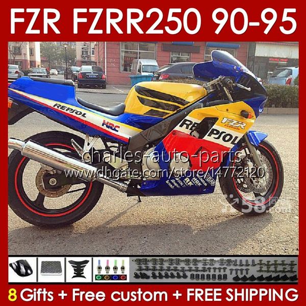 Fairings Kit For YAMAHA FZRR FZR 250R 250RR FZR 250 FZR250R 143No.69 FZR-250 FZR250 R RR 1990 1991 1992 1993 1994 1995 FZR250RR FZR-250R 90 91 92 93 94 95 Body blue respol blk