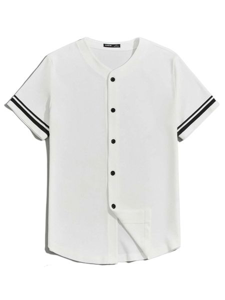 

men striped print button front shirt b4zk#, White;black