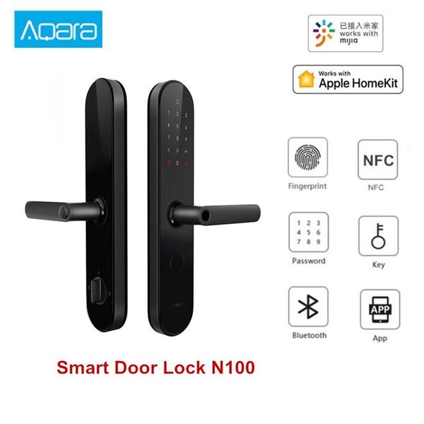 

new aqara n100 smart door lock fingerprint bluetooth password nfc unlock works with mijia homekit smart linkage with doorbell248h