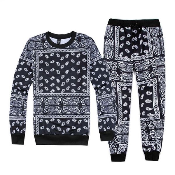 

hip hop women men jogger pants&sweatshirt paisley graphic bandana tracksuit sweatpants hoody cashew floral streewear s-xxl247q, Gray