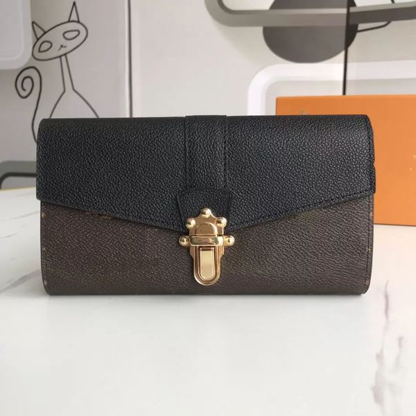 

fashion flowers designers wallets luxurys mens womens leather clutch bags classic coin purse with original box checked card holder 64449 cla, Black;red