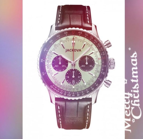 Satışta Büyük Moda Erkek Kronom İzle 45mm Tüm Alt Kadranlar Çalışan Deri Kemer Kronograf Kuvars Hareketi Noble ve Zarif Kol saati Montre De Luxe Hediyeler