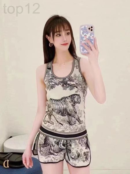 

women's two piece pants designer 2022 new women's year of the tiger limited spring and summer fashion leisure sen vest two-piece s, White