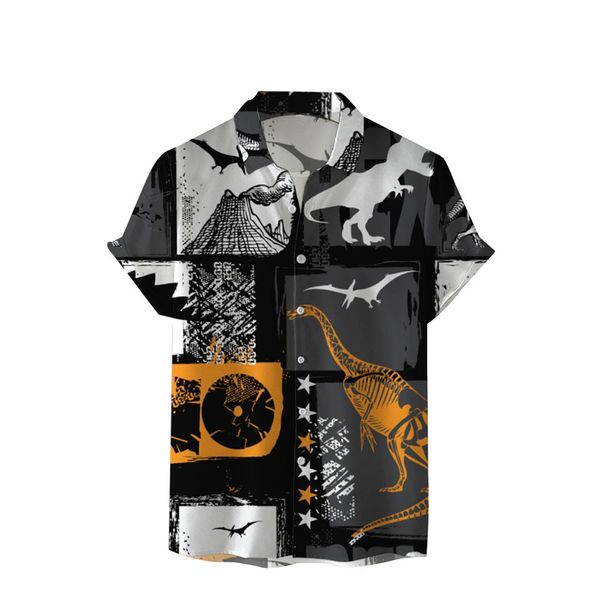 

short sleeve shirt 3d digital print shirt large men's loose casual, White;black