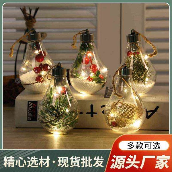 

factory outlet led transparent christmas ball decoration creative simulation light bulb tree decoration pendant plastic