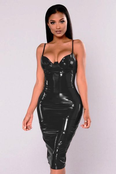 

dresses casual 4xl 5xl 6xl plus size dress 2021 winter pvc wet look leather women red aa, Black;gray