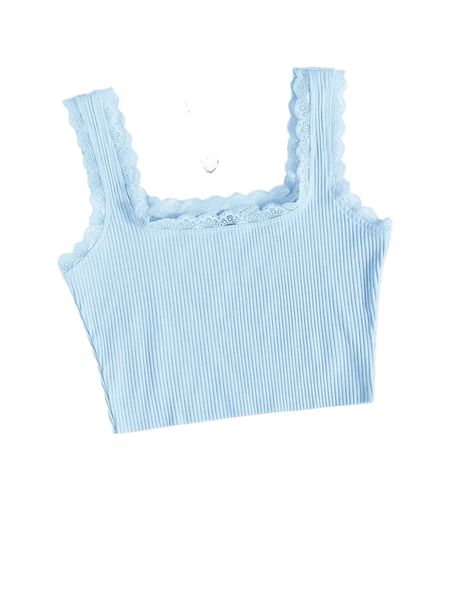 

lace trim tank a1mg#, White