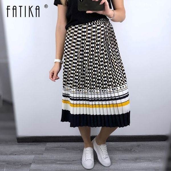 

fatika spring summer pleated skirt high waist skirts elegant ladies bottoms streetwear female skirts y200326, Black