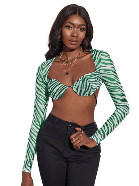 

sxy zebra stripe print crop 812s#, White