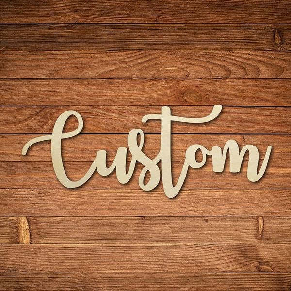 Decoração de casa rústica de madeira personalizada Nome personalizado Phrase Quote Laser Cut Holding Wall Wall Sign Housewarming Warming Presente de casamento 220615