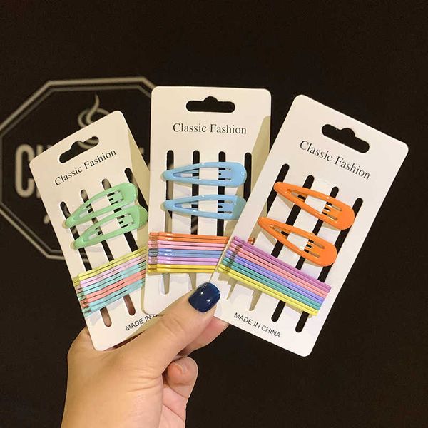 

children's korean color hairpin set candy color word ice cream edge clip girl's lovely headdress, Slivery;white