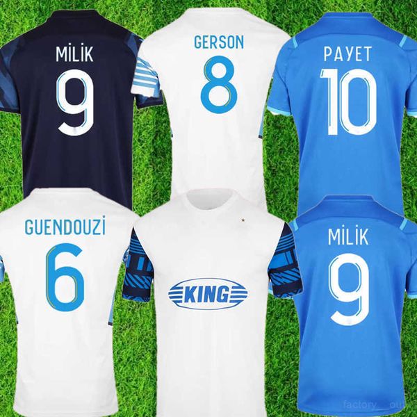 

2021 2022 milik payet mens soccer jerseys 22 23 joint edition guendouzi kamara gerson alvaro home white away blue goalkeeper black football, Black;yellow