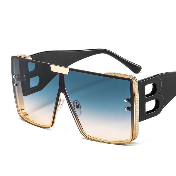Солнцезащитные очки модные большие буквы B в оправе женские ретро квадратные металлические солнцезащитные очки мужские градиентные оттенки женские солнцезащитные очки