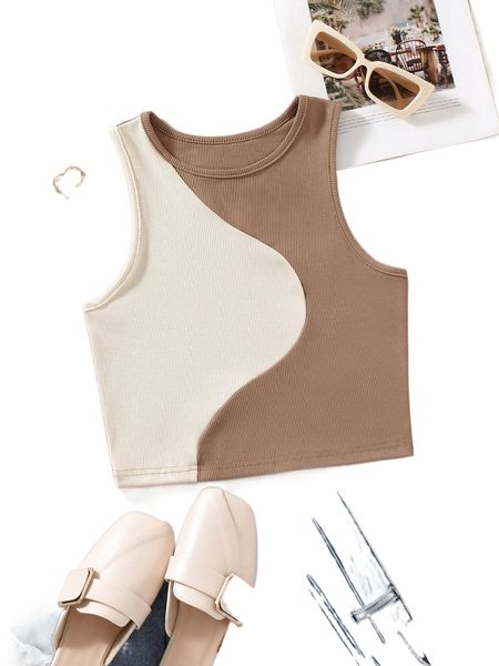 

color block ribbed knit tank n8na#, White