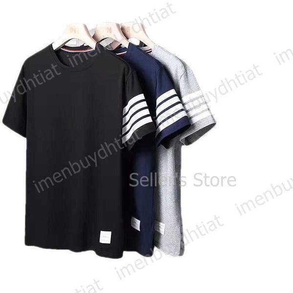 

22 fashion luxury brand tb-thom short sleeve t shirts men's round neck leisure trend slim, White;black