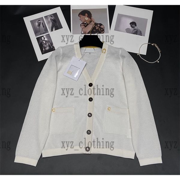 

high-end cutout knitted sweater cardigan 2022fw cardigans flexible sweaters brand designer women's sweateshirts sweaters apparel female, White;black