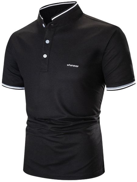 

men letter embroidery polo shirt x7o6#, White;black
