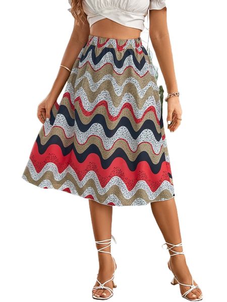 

high waist chevron print skirt w0rh#, Black