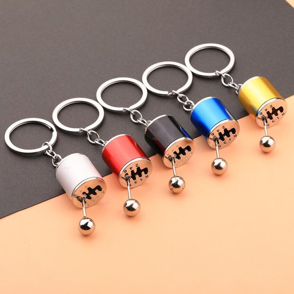 Mode-Schlüsselanhänger Sechs-Gang-Schaltgetriebe Schaltgetriebe Keychain Auto Car's Teile Spielzeug Kurzschaltknopf Metallgeschenk Rennstangen Kopf Kopf