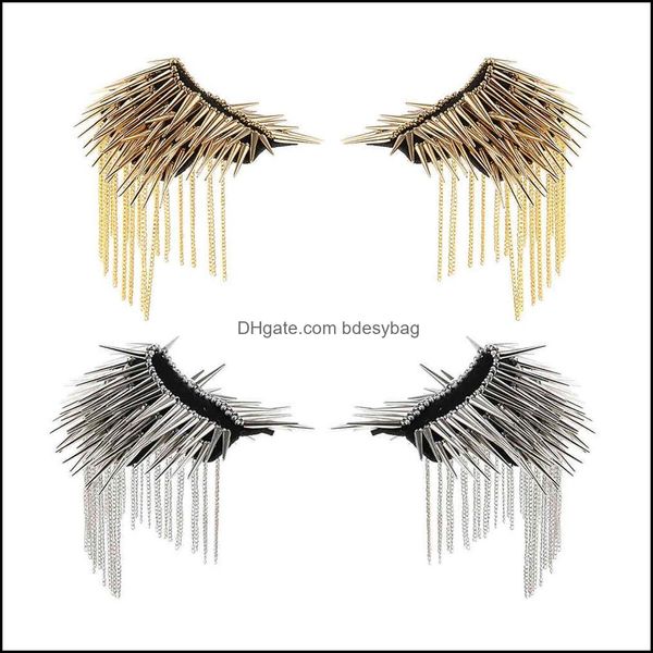 Spille Spille Gioielli 1Pair Nappa in metallo Epaet Punk gotico Rivetto lungo Stud Spike Shoder Board Mark Per le donne Broche Femme Bijoux Drop Deliv