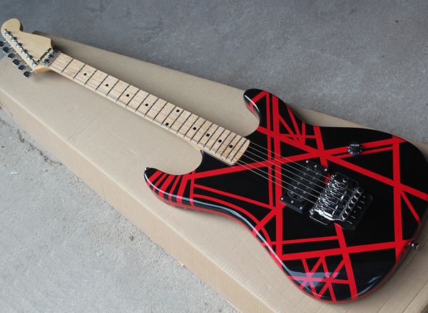 

6 strings red&black striped electric guitar with maple fretboard2022