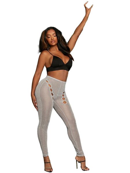 

sxy cut out front mesh leggings z1zd#, White;black