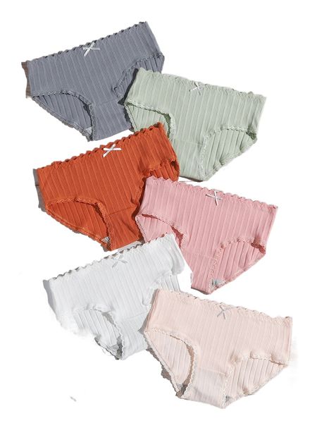 

6pack lace trim panty set s6al#, Black;red