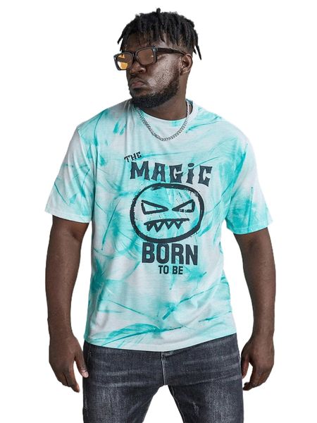 

extended sizes men expression & slogan graphic tie dye tee k4el#, White;black