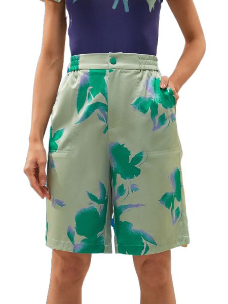 

x lyds high waist floral print bermuda shorts g5nc#, White;black