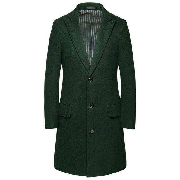 

men's wool & blends 2021 autumn and winter llong overcoat thickened business blend coat/m-6xl warm coat t220810, Black