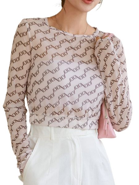 

dazy allover letter graphic sheer without tube b4x6#, White