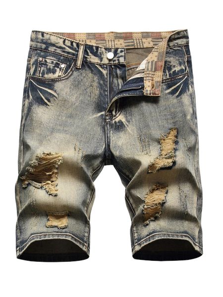 

men ripped bermuda denim shorts l6an#, White;black