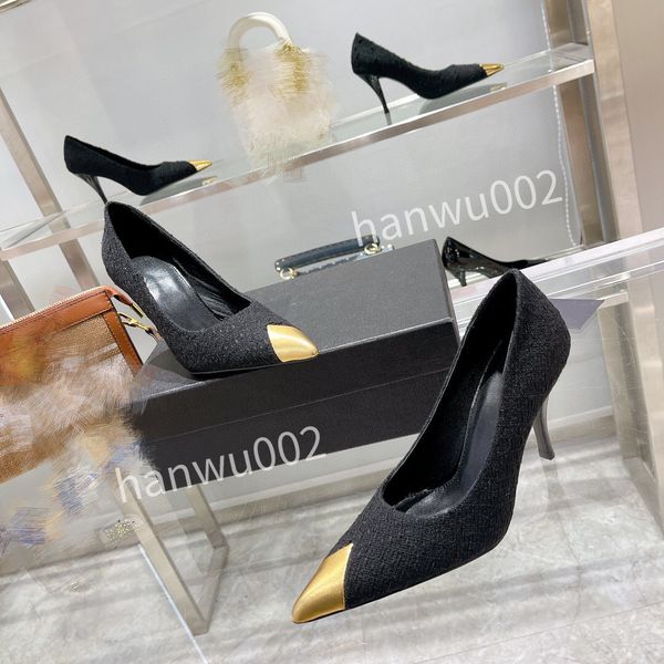 

2022 high heel shoes women runway pointed toe low shoes woman gladiaor sandals lady brand design mesh flat size35-39, Black