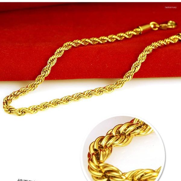 Связанная цепь тонкая классическая веревка желтого золота, заполненное мужским браслетом, LinkLink LARS22