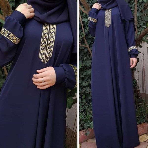 Abbigliamento etnico Donna Taglie forti Stampa Abaya Jilbab Musulmano Maxi Dres Casual Caftano Abito lungo Caftano islamico Marocain Turchia