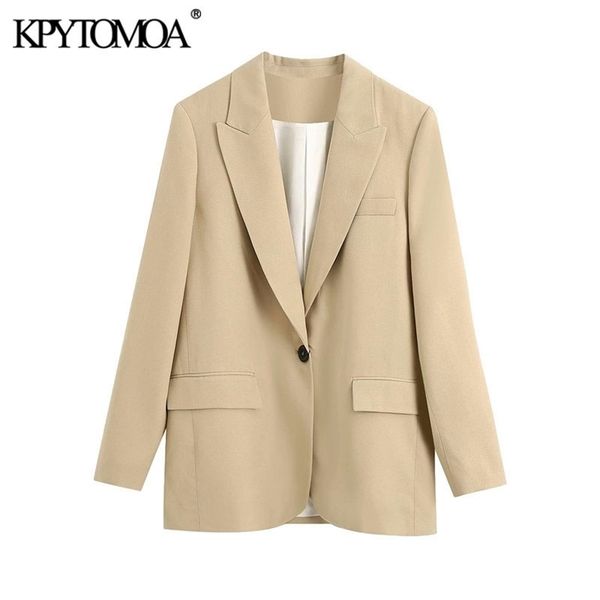 

kpytomoa women 2020 fashion office wear loose fitting blazer coat vintage long sleeve pockets female outerwear chic lj201021, White;black