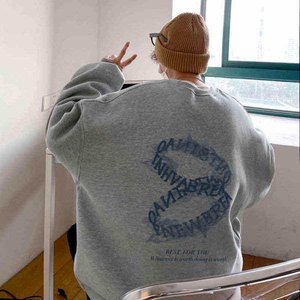 

sweatshirts oversize printed letters loose hiphop street sports pullover long sleeve o-neck multicolor clothes four seasons t220726, Black