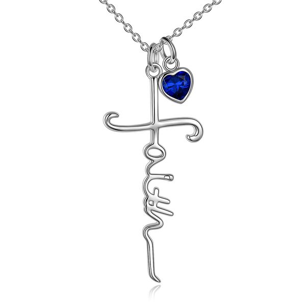 

pendant necklaces faith cross necklace for women birthstone sterling sier wit amoxx, Silver