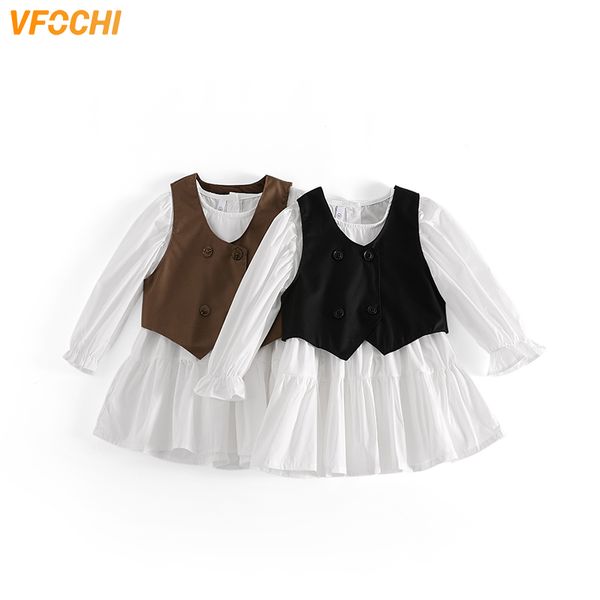 

2022 girl dress with vest sets vintage children clothes long sleeve kids dresses fashion baby girls party dress, Red;yellow