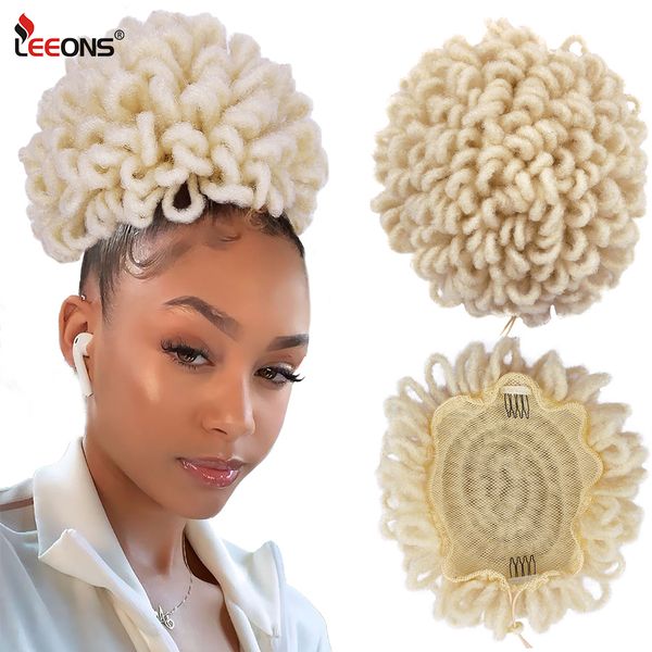 

accessories afro dreadlock bun drawstring ponytail wig ginger synthetic chignon nu locs dreadlocks ponytail afro bun hair pieces for women c, Silver