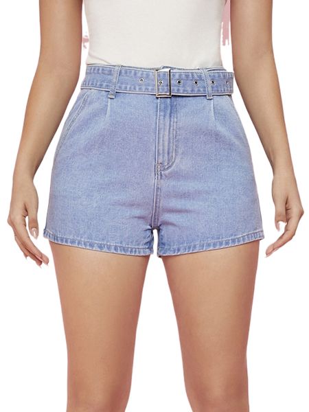 

high waist belted denim shorts q3bf#, White;black