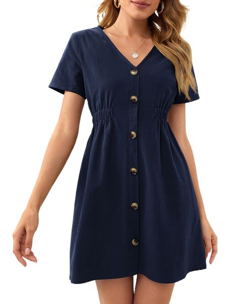 

frenchy button front solid dress z8z9#, Black;gray