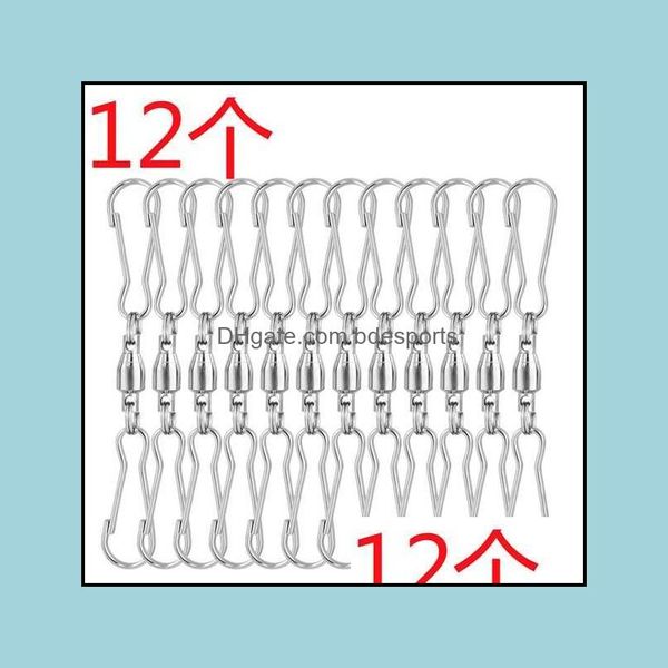 Andere Heimdekoration Garten 12er-Pack drehbare Doppelclip-Drehhaken für Windspiel zum Aufhängen von Windsäcken, Vogelhäuschen, Glockenspiel, Kristallgedreht