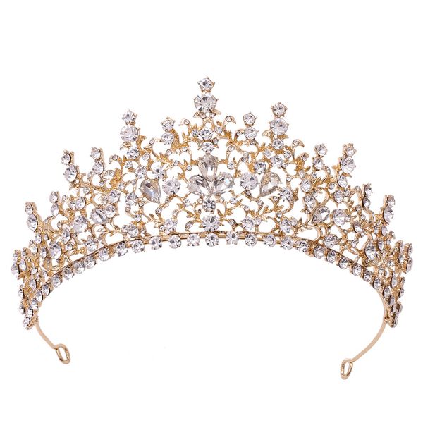 Başlıklar Lüks Prenses Rhinestone Düğün Taç Gümüş Pageant Tiara Taçları Şık Gelin Kafa Bantları Düğün Saç Aksesuarları