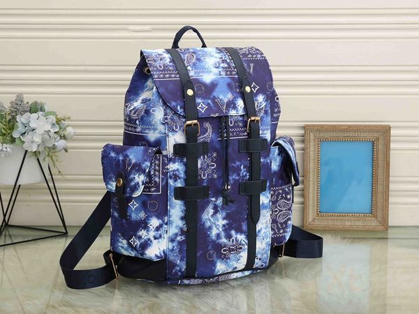 Luis Vuittons Mens Designer Mochila Starry Christopher Céu Azul Carteira Eclipse Reverse Grande Capacidade Tendência Maleta Bolsas Bolsa de Viagem Bolsas de Couro de Lona