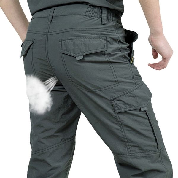 

multi pocket cargo pants men work breathable quick dry army men pants casual summer autumn loose military tactical trousers male 201126, Black