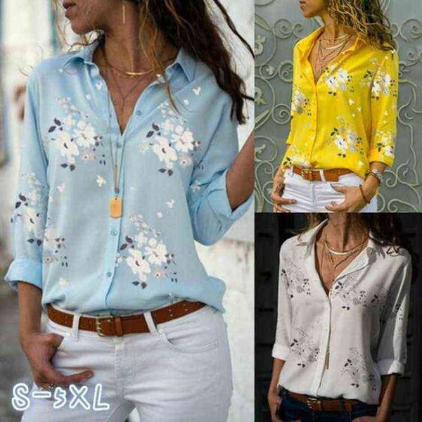

2022 new print versatile shirt women's slim shirt, White